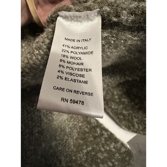 EUC MIA MAI Long Open Cardigan Olive Green Italy Mohair Wool Blend Sz Medium - Picture 10 of 10